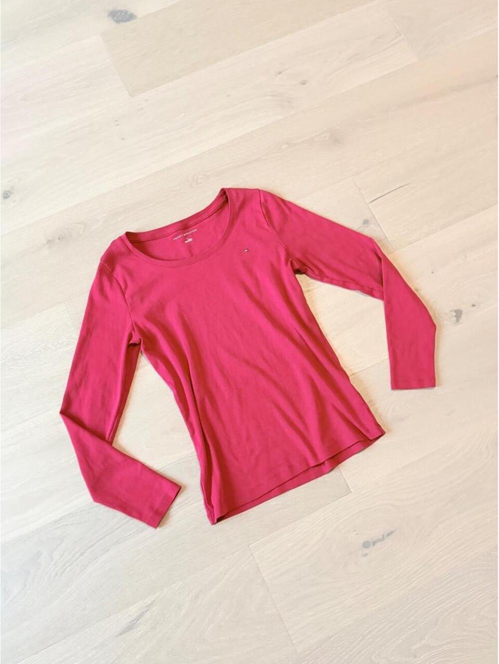 Tommy Hilfiger Red Long Sleeve Boat Neck Top